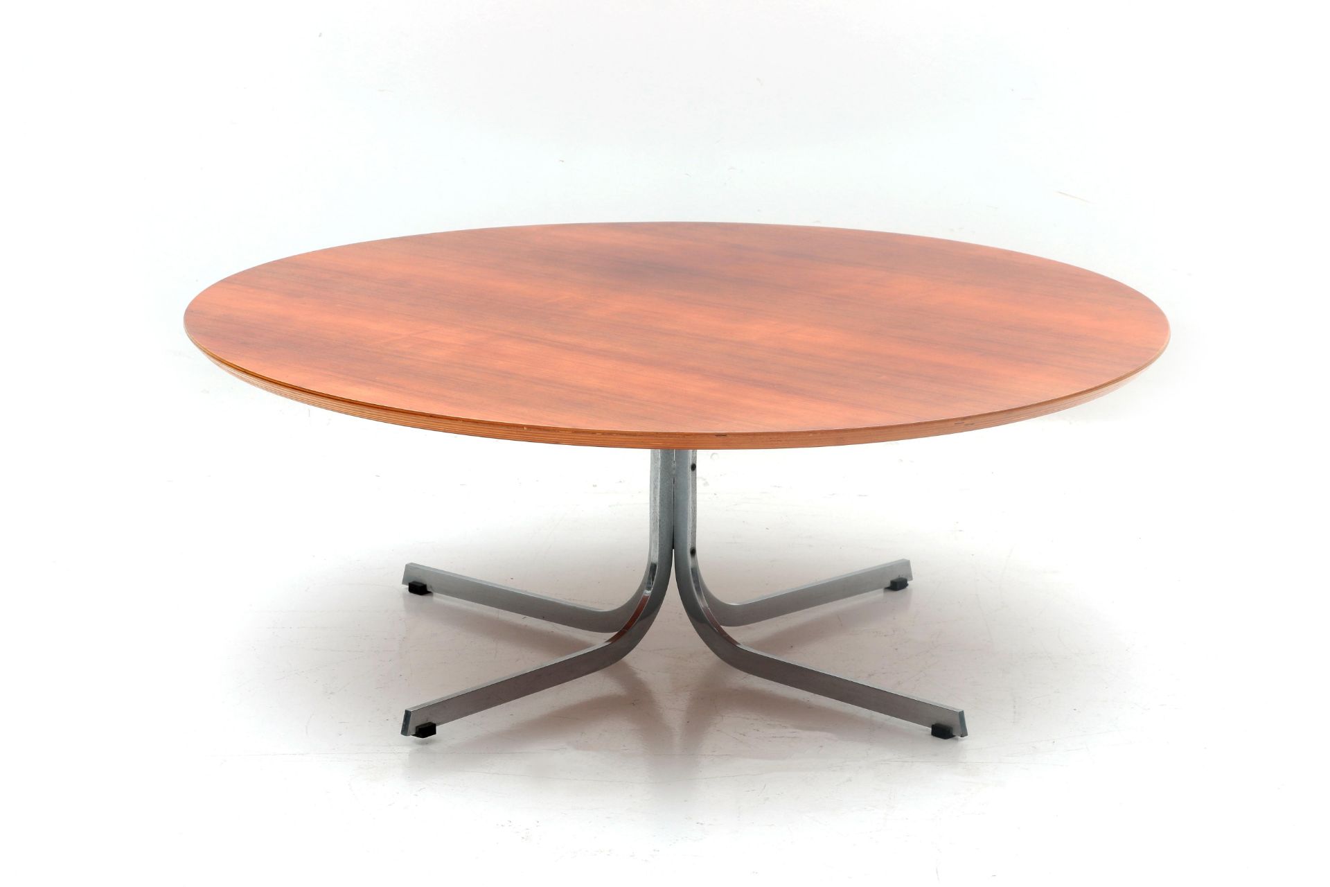 Pierre Paulin (1927-2009) A circular coffee table, rosewood veneered plywood top on metal frame,