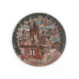 De Porceleyne Fles, Delft A Jacoba-ceramic wall plate decorated with the Oude Kerk in Delft and also