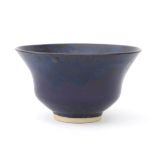Jan van der Vaart (1931-2000) A blue and black glazed stoneware bowl with flaring rim, signed