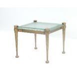 Lothar Klute (1946) A goldpainted lacquered heavy metal and glass occasional table, Germany,