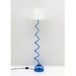 Barovier & Toso, Murano A blue glass 'Varigola' floorlamp with white plastic shade, marked with