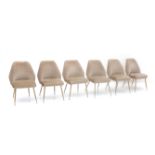 Carlo Pagani (1913-1999) A set of six cream fabric upholstered Campanula dining chairs with