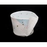 Johan van Loon (1934-2020) A stoneware bowl with triangular inset with texture, 1986, marked. 12 cm.