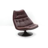 Geoffrey Harcourt (1935) A F510 revolving chair, brown leather upholstered and brown lacquered