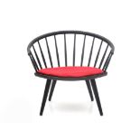 Yngve Ekström (1913-1988) An ebonised wooden 'Arka' peg chair with separate red fabric upholstered