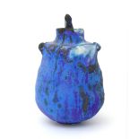 Ashley Howard (1963) A bright blue and purple glazed lidded ceramic pot, marked with monogram.