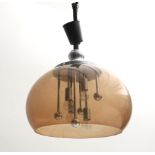 Space Age A brown plastic hanging lamp, adjustable in height, with chromium plated metal Sputnik