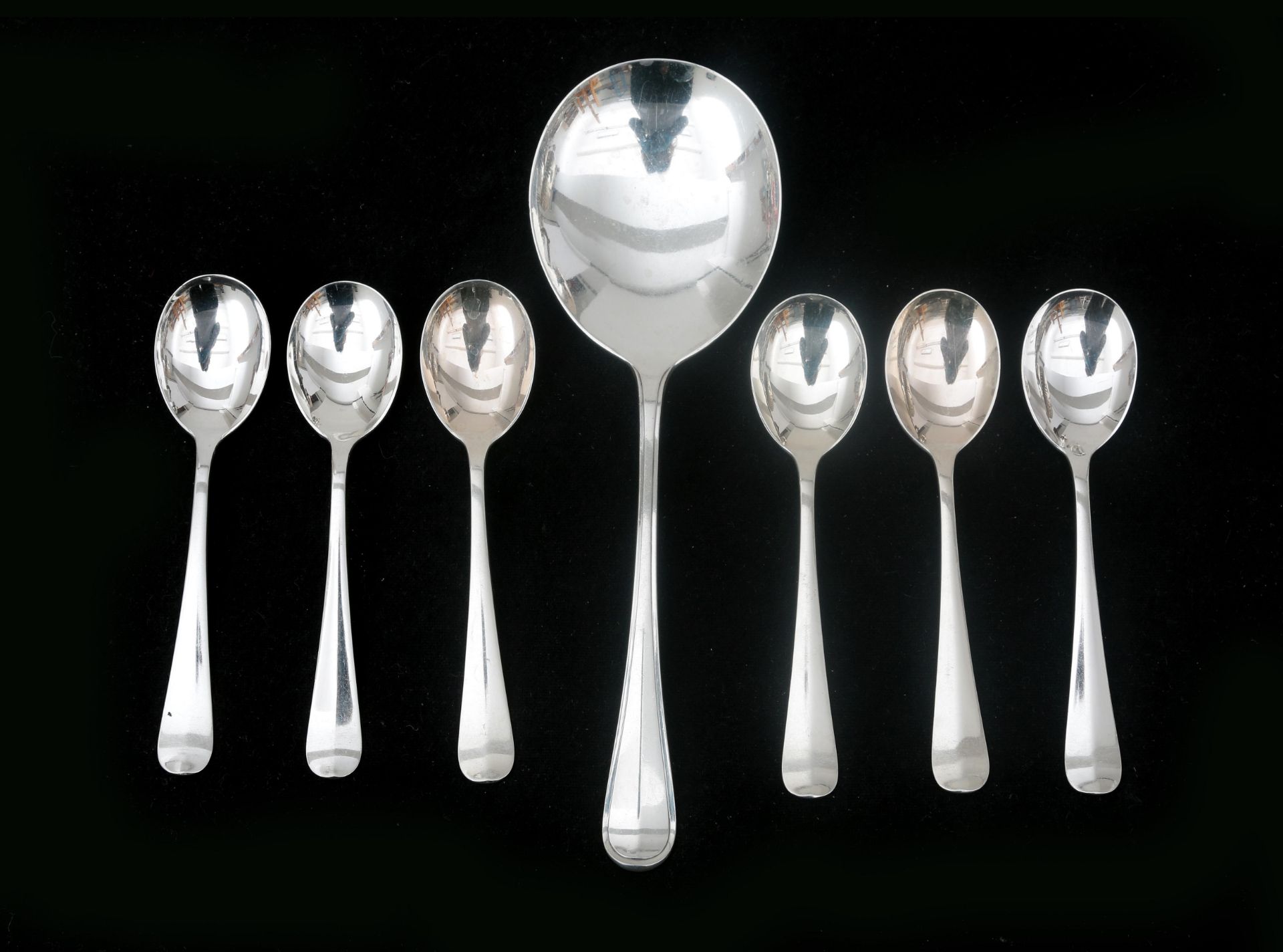 A set of six Dutch silver custard spoons model Hollandsglad, custard serving spoon model round