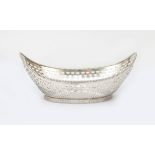 A Dutch ajour sawn 2nd grade silver bread basket with pearl rim on filleted stand ring. Masters