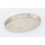 A Dutch 2nd grade silver oval serving dish with ajour-sawn gallery rim and pearl rim. Masters
