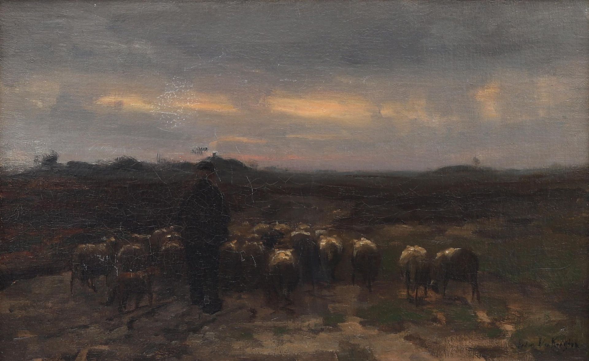 Fedor van Kregten (1871-1937) Untitled (Farmer with sheep), signed lower right 'Fedor van