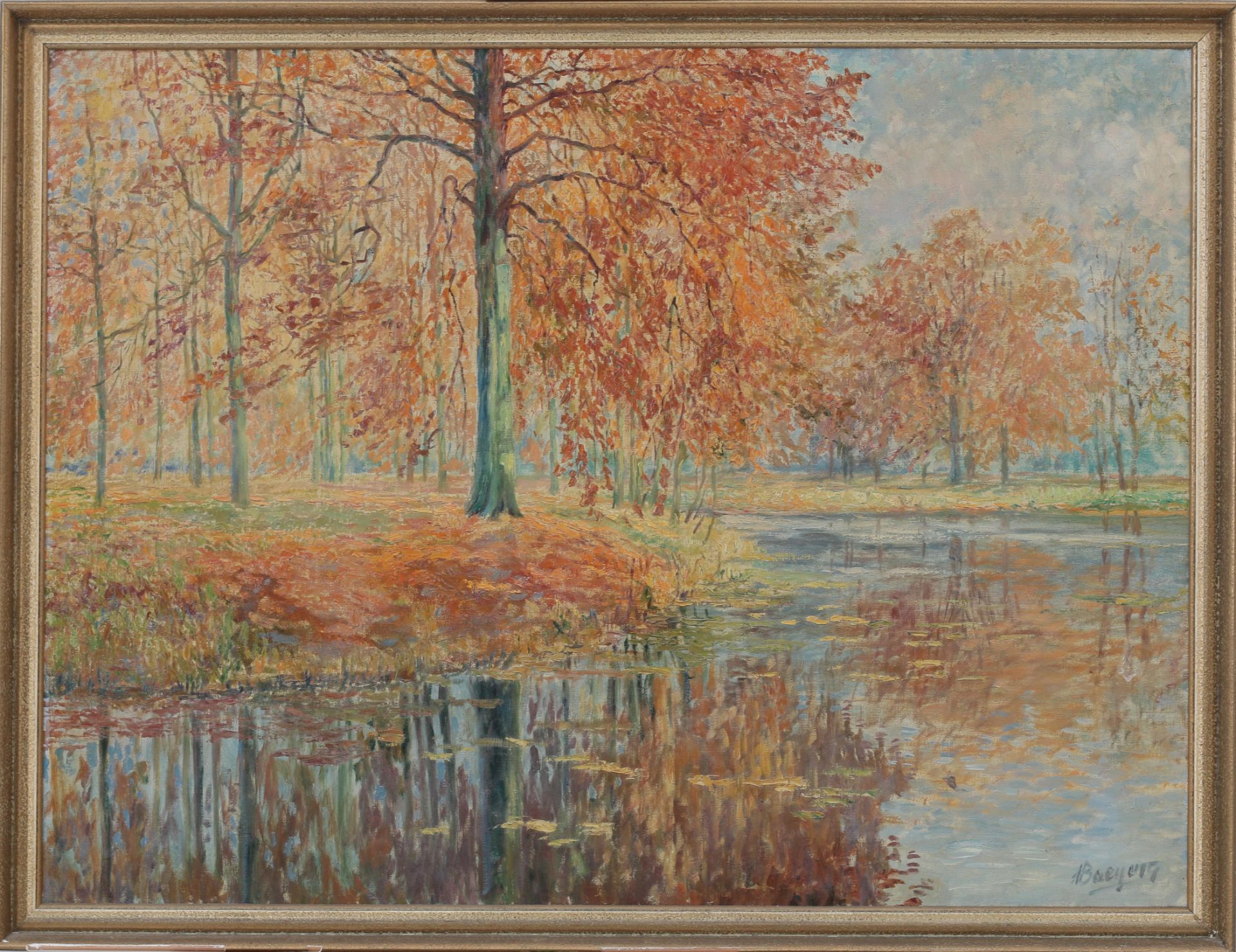 Adolf Baeyens (1886-1969) Autumn landscape. Signed lower right. Olieverf op doek 74 x 99 cm. - Bild 2 aus 4