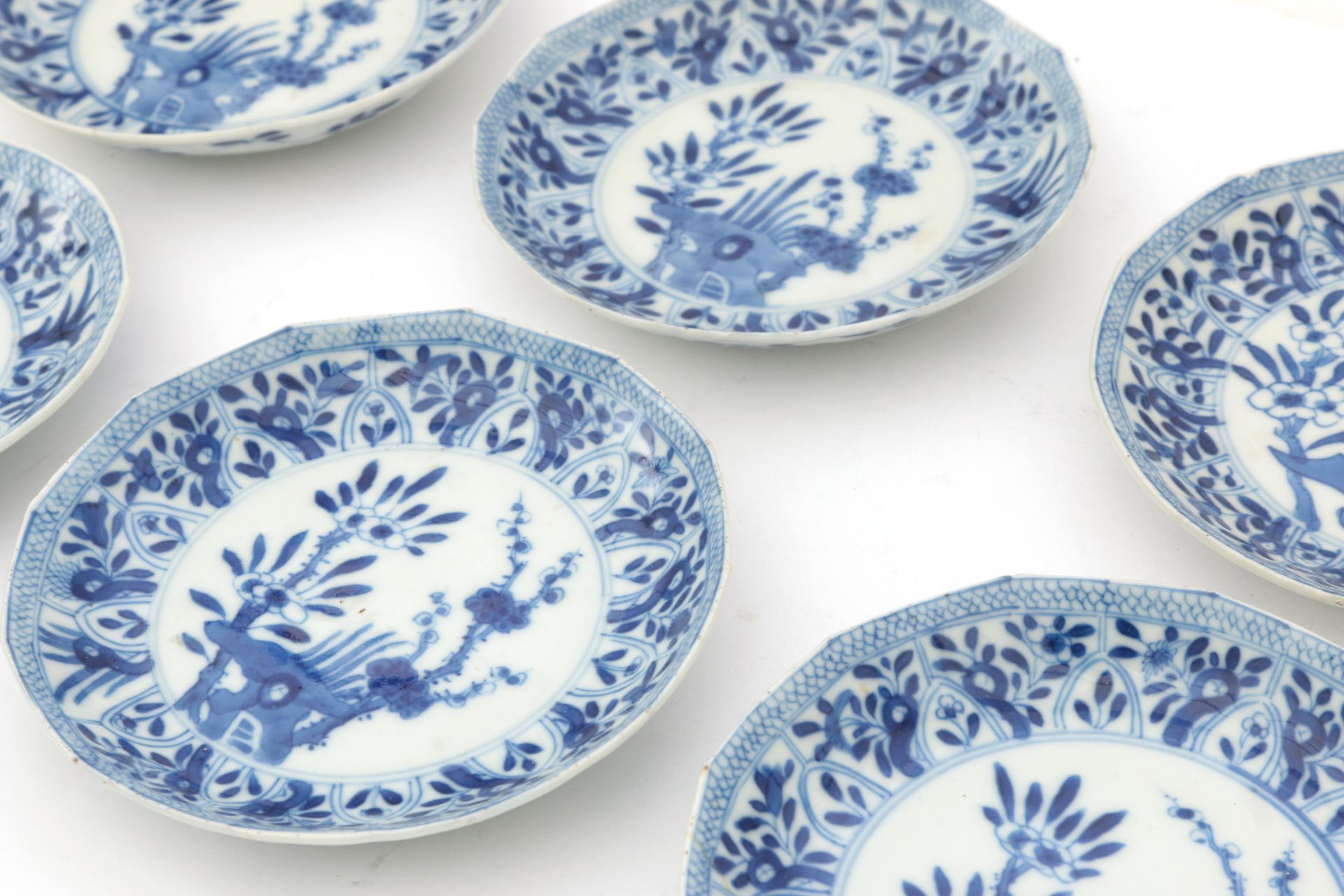 Six Chinese porcelain dishes, decorated with foliate motifs and blosom branches, Kangxi period, - Image 2 of 4