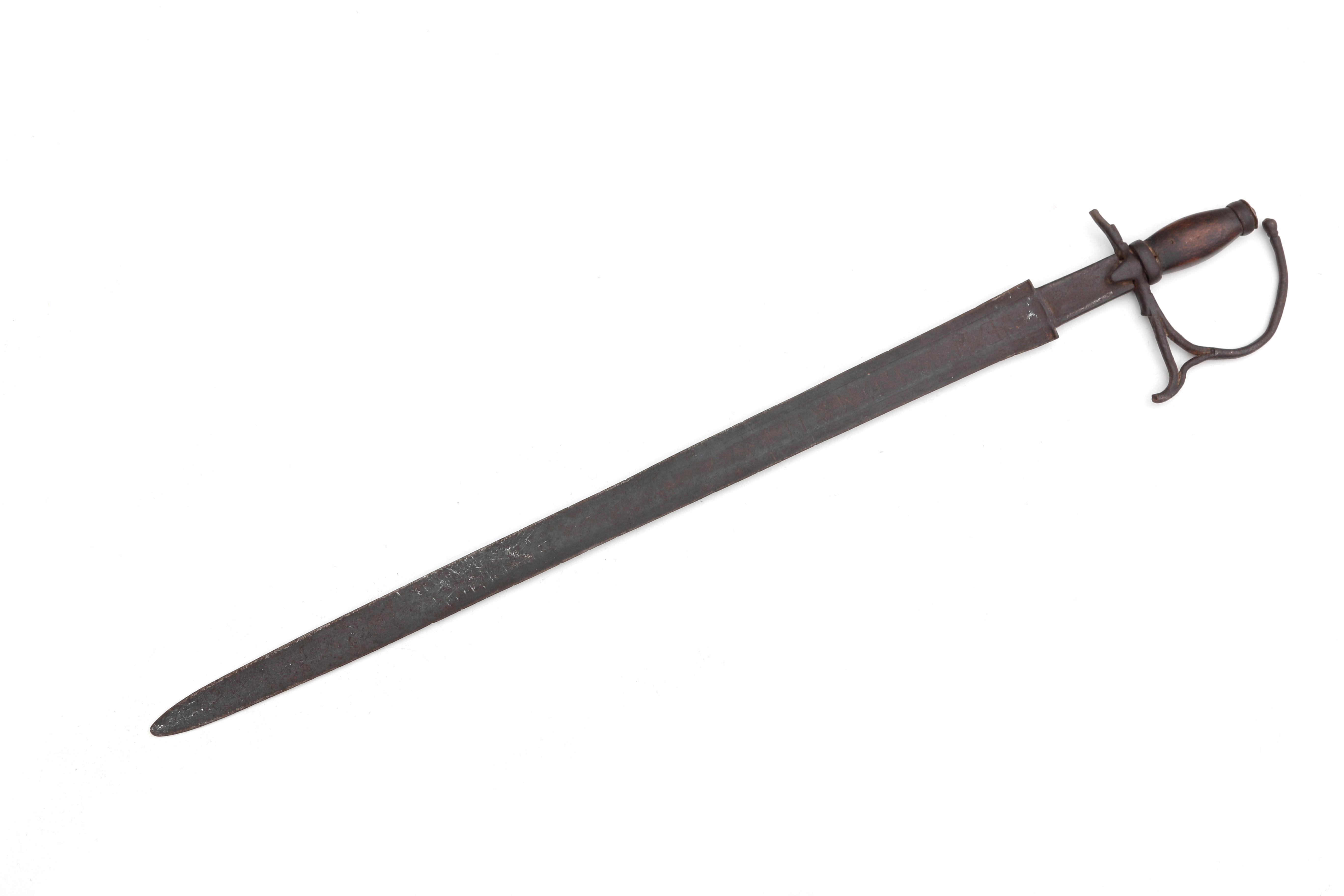 A rapier with iron and brass mounted wooden handle, double edged blade 'ENRIQUE COEL EN - Image 2 of 4