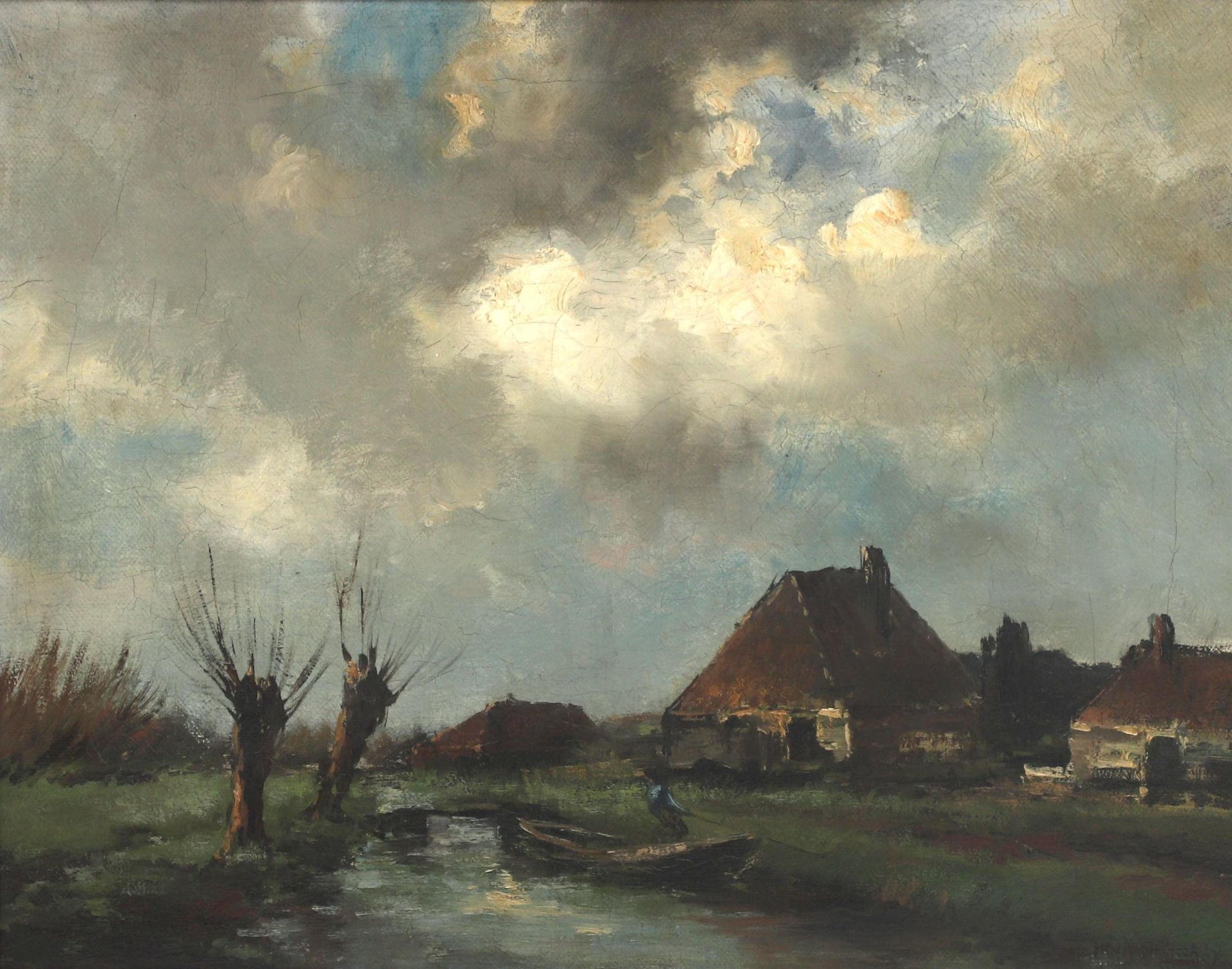 Johan Hendrik van Mastenbroek (1875-1945) Untitled (Landscape with boat), signed lower right 'V