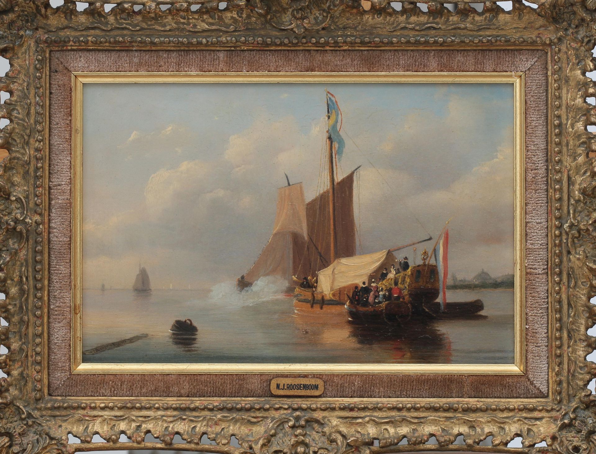 Nicolaas Johannes Roosenboom (1805-1880) Fishing vessels arriving at the beach. Signed lower - Bild 3 aus 8