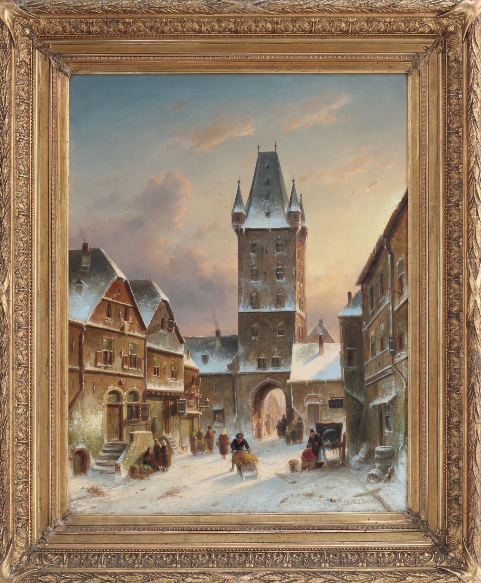 Charles Leickert (1816-1907) Townscene in winter. Signed lower right. Provenance: Sotheby's - Bild 2 aus 4