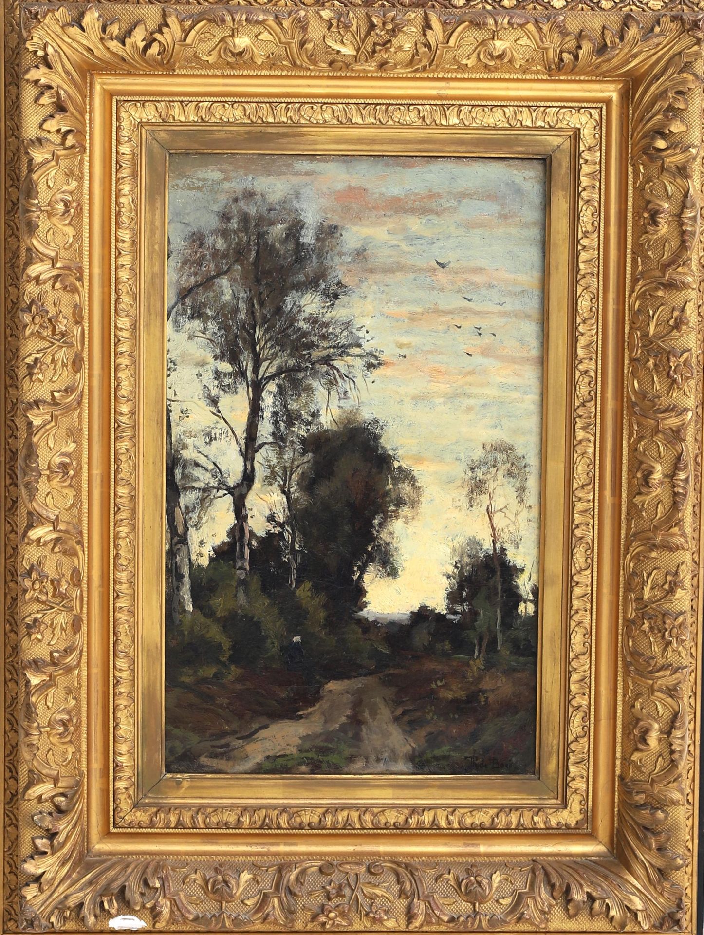Theophile de Bock (1851-1904) Birch trees along a country road, signed l.r. Olieverf op doek 50 x 30 - Bild 2 aus 5