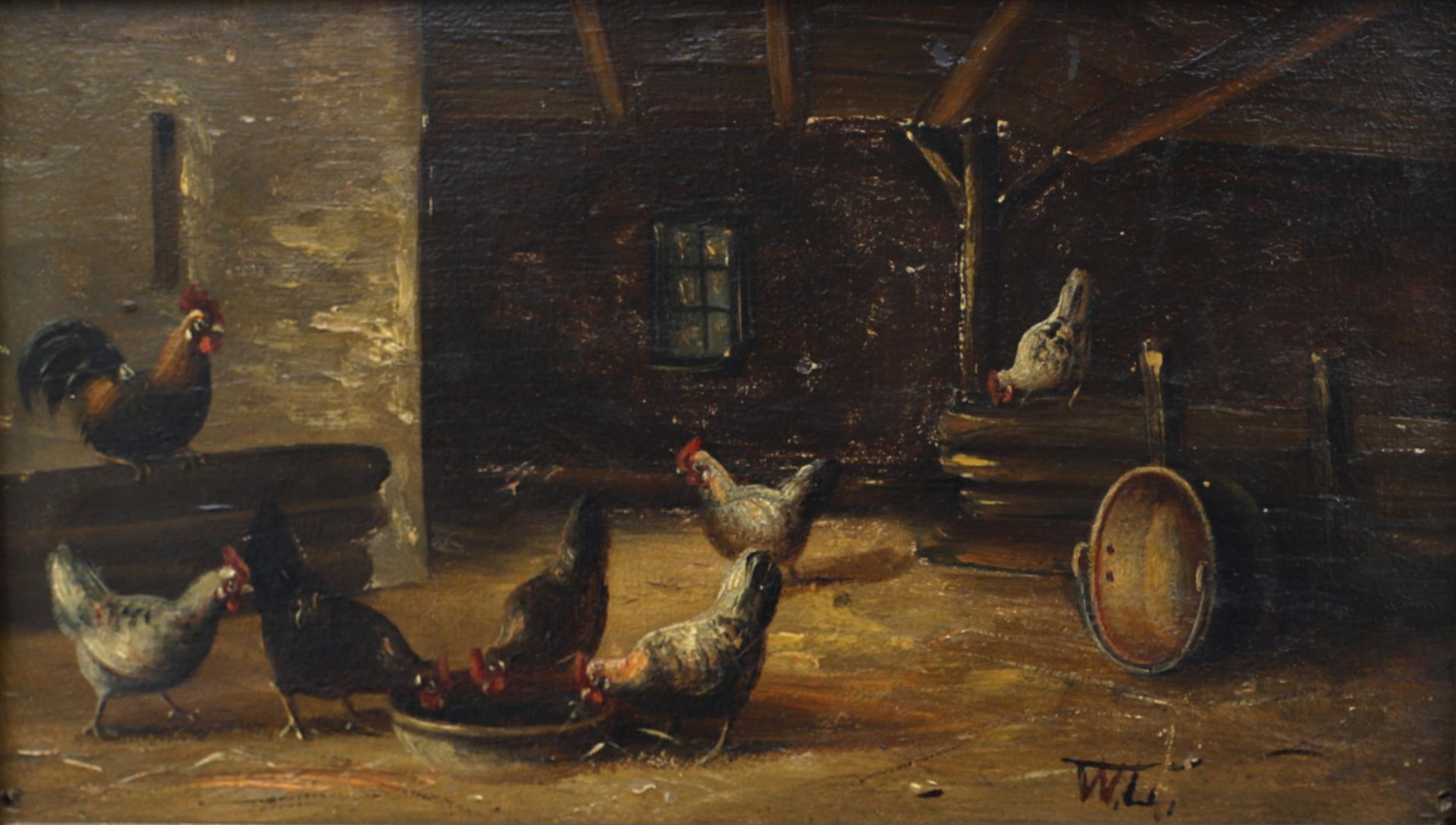 W. A. Lammers (1857-1913) A pendant; a scene with chickens and chicks in the stables. Both - Bild 2 aus 4