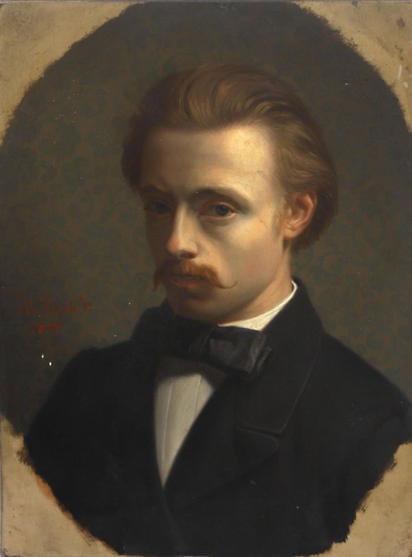 Johannes Hendrik Veldhuijzen (1831-1910) Self portrait. Signed and dated center left. Annotated