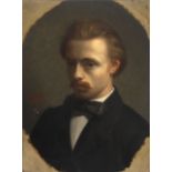 Johannes Hendrik Veldhuijzen (1831-1910) Self portrait. Signed and dated center left. Annotated