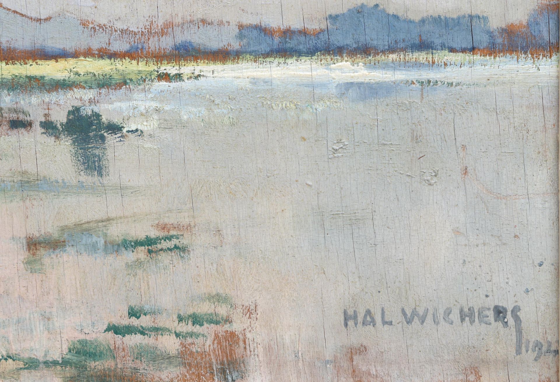 H.A.L. (Hal) Wichers (1893-1968) View on the lake Wendit, signed l.r.. Olieverf op paneel 39 x 59 - Bild 3 aus 4