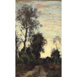 Theophile de Bock (1851-1904) Birch trees along a country road, signed l.r. Olieverf op doek 50 x 30