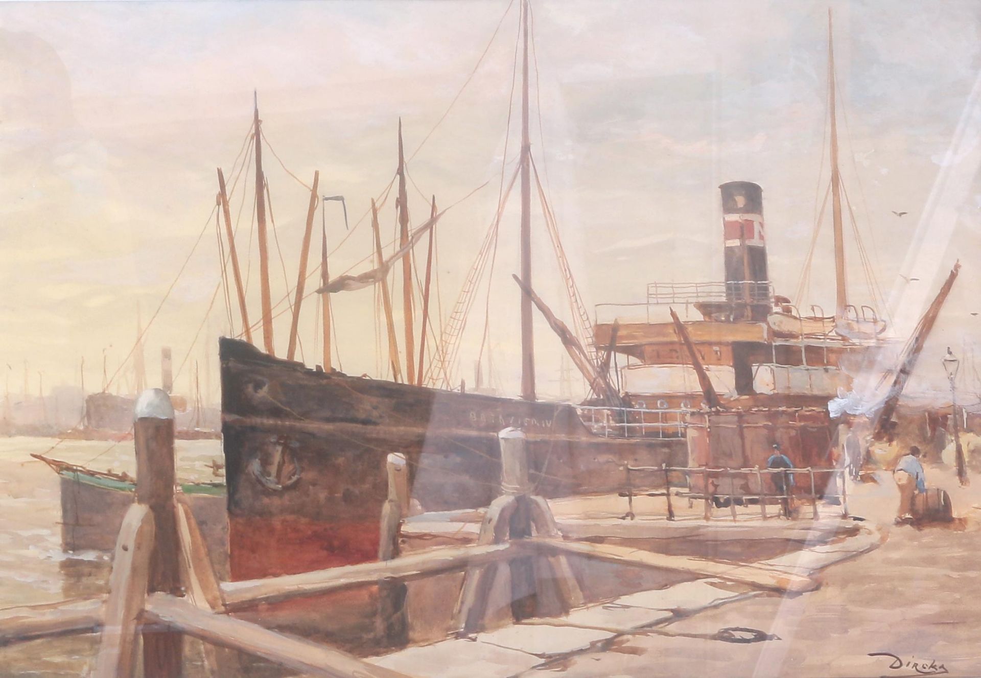 Antonius Bernardus Dirckx (1878-1927) "De Batavier" (steamship) anchored at the Maaskade in - Bild 2 aus 5