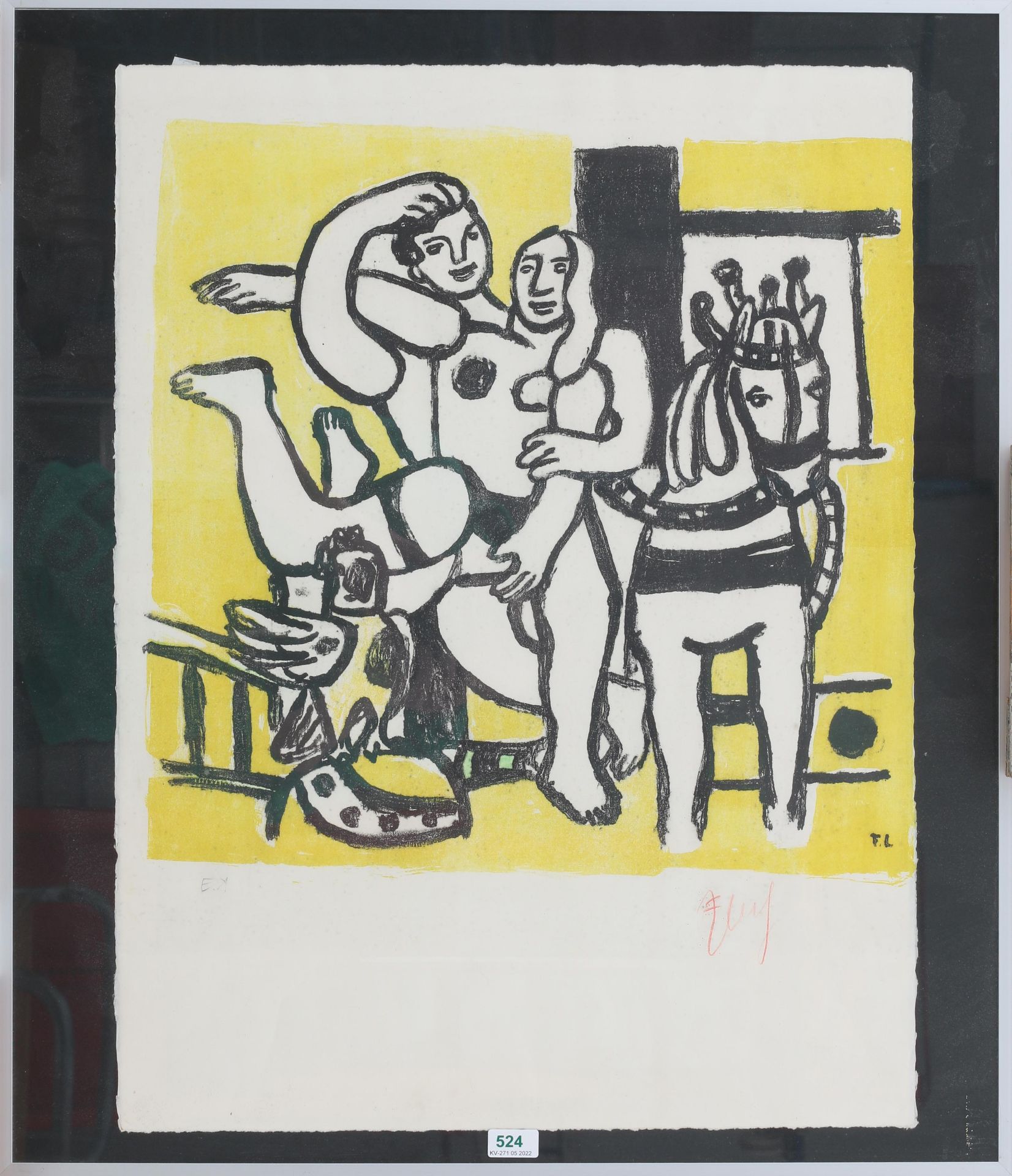 Fernand Léger (1881-1955) Le cirque jaune (ca. 1950). Signed in the plate and in red pencil lower - Bild 2 aus 4