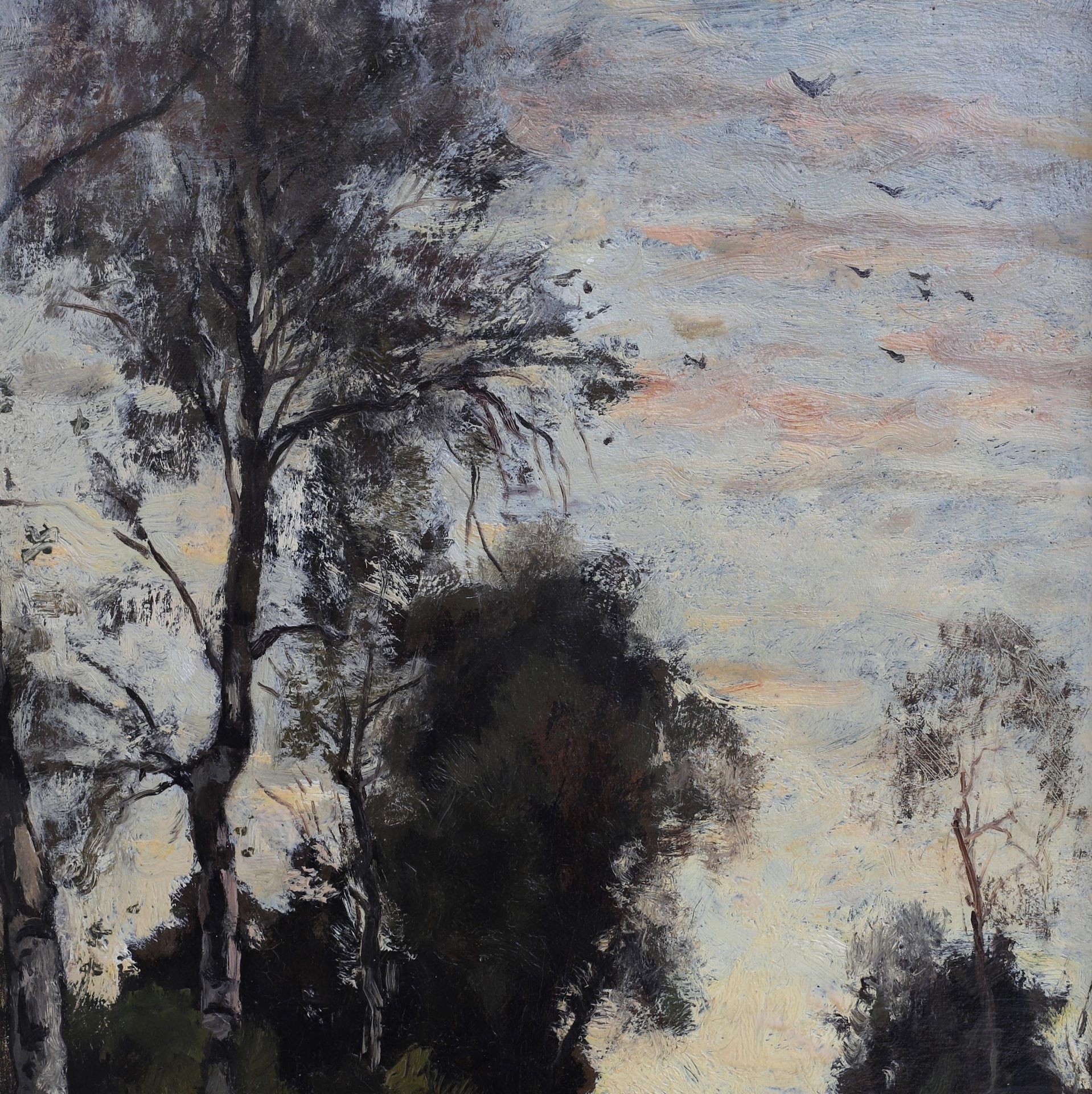 Theophile de Bock (1851-1904) Birch trees along a country road, signed l.r. Olieverf op doek 50 x 30 - Bild 4 aus 5