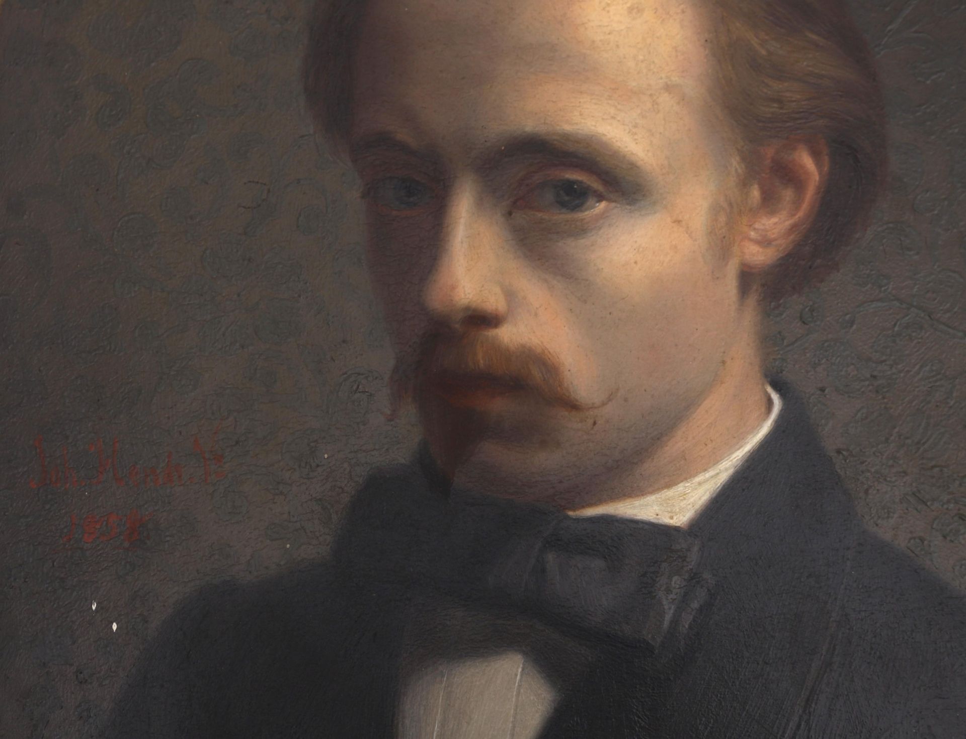 Johannes Hendrik Veldhuijzen (1831-1910) Self portrait. Signed and dated center left. Annotated - Bild 2 aus 3