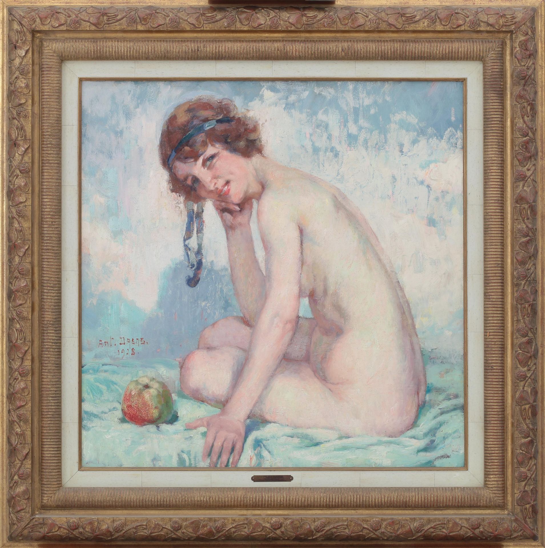 Antoine Daens (1871-1946) Eve. Signed and dated 1928 lower middle. With label verso: Salon de Gand / - Bild 2 aus 4