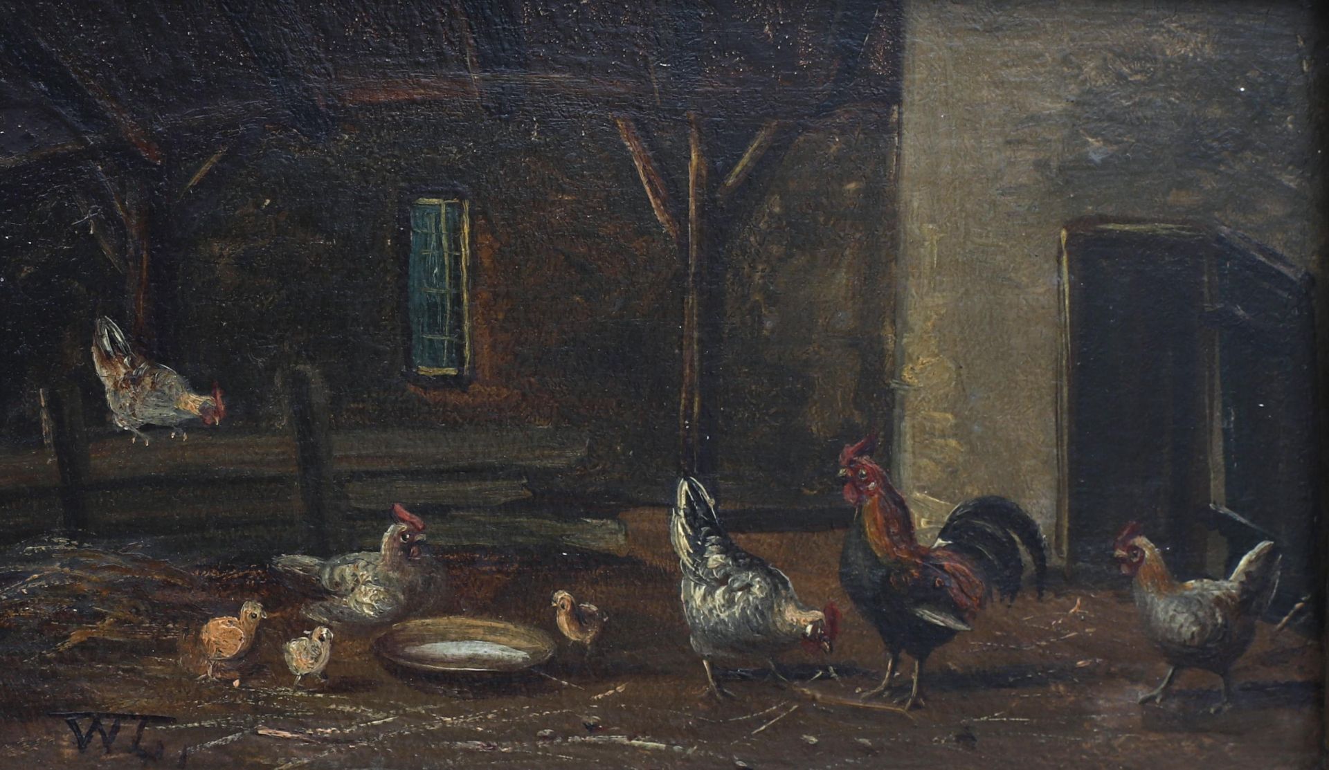 W. A. Lammers (1857-1913) A pendant; a scene with chickens and chicks in the stables. Both - Bild 3 aus 4