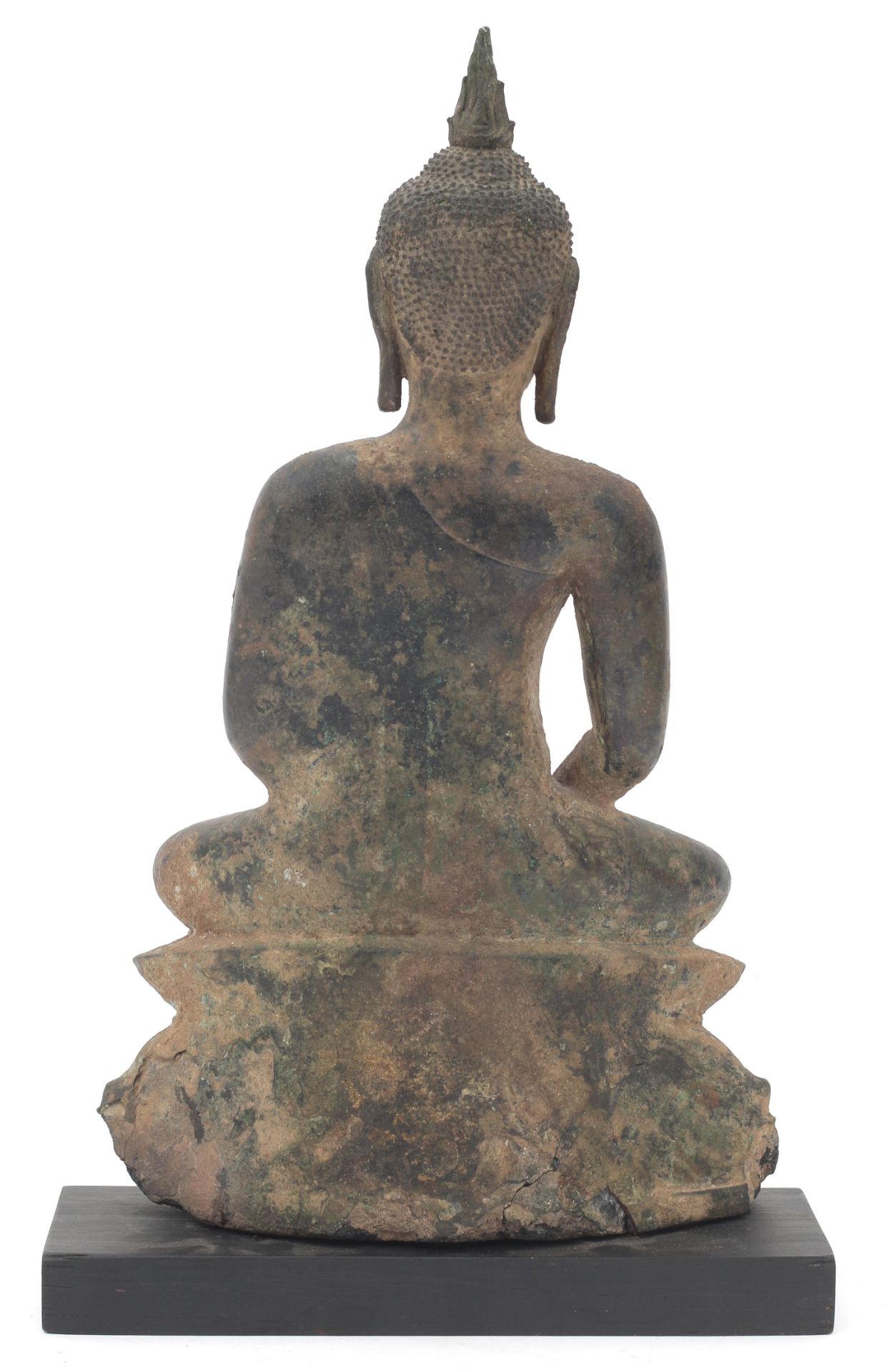 Bronze Buddha from the surroundings of Ayuthia, Thailand. The head crowned with tall ushnisha, the - Image 3 of 10