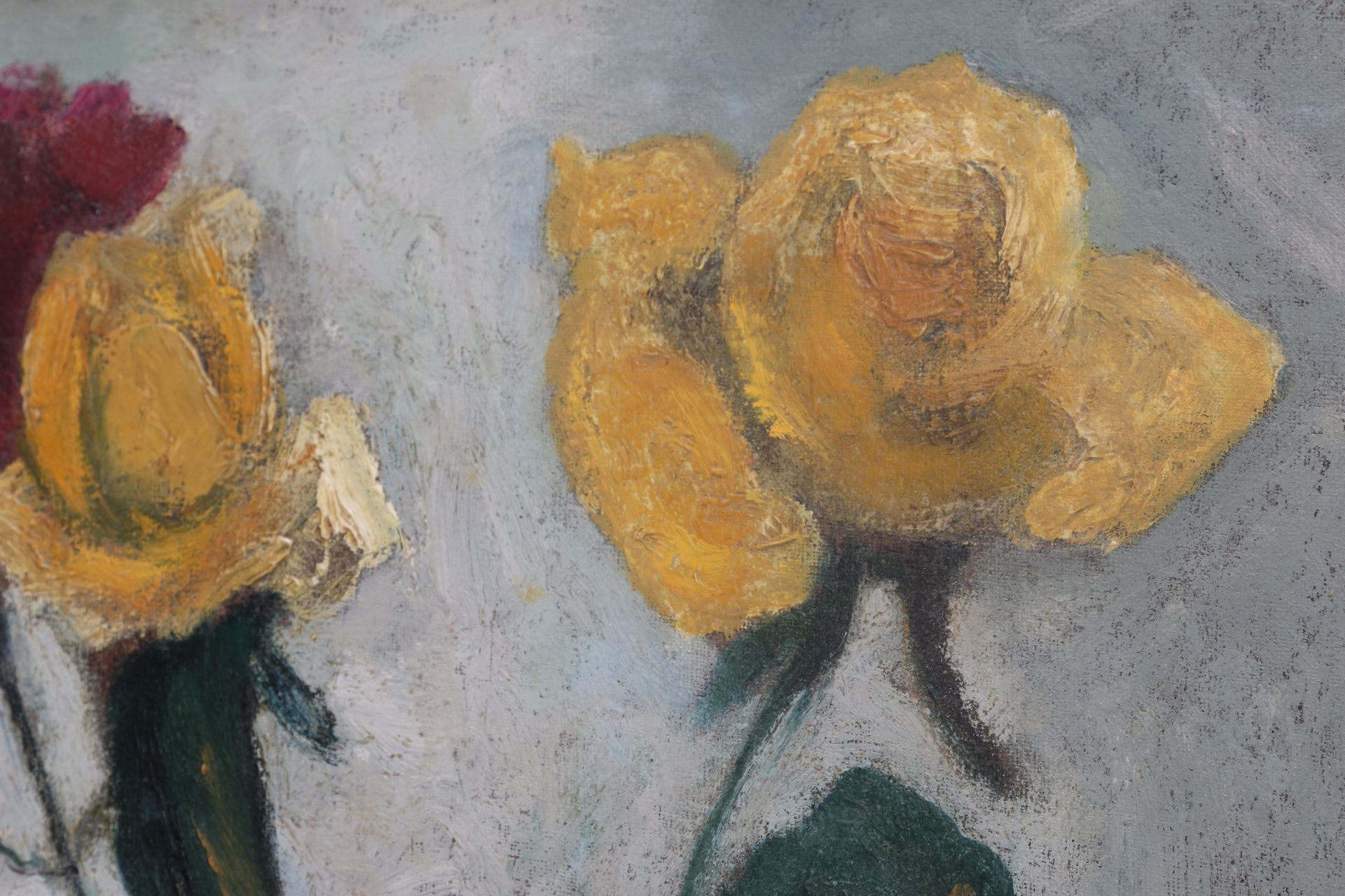 Piet van Wijngaerdt (1873-1964) A bouquet of flowers with yellow roses in a vase, signed u.l. - Bild 4 aus 5