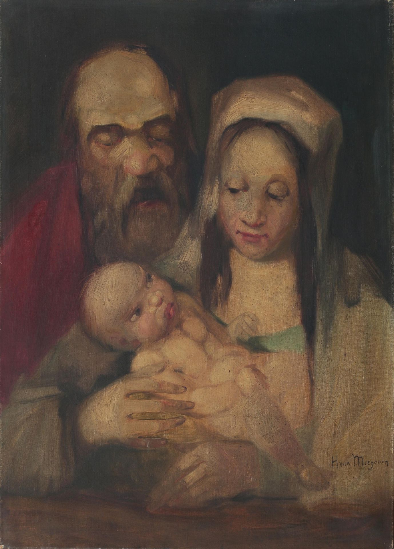 Han van Meegeren (1889-1947) The Holy Family. Signed lower right. Olieverf op doek 70 x 50 cm.