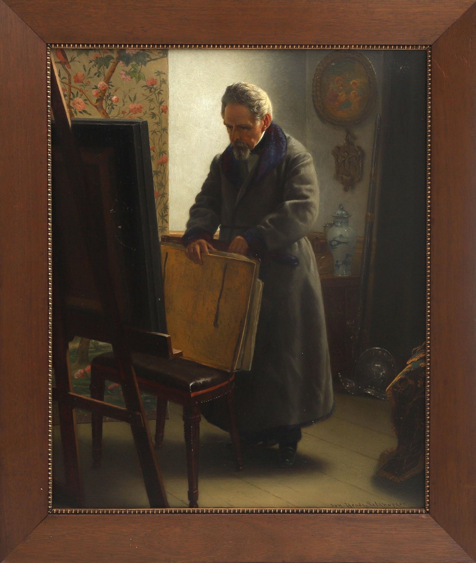 Johannes Hendrik Veldhuijzen (1831-1910) Self portrait. Signed bottom right. Exhibited in Kustmuseum - Bild 2 aus 4