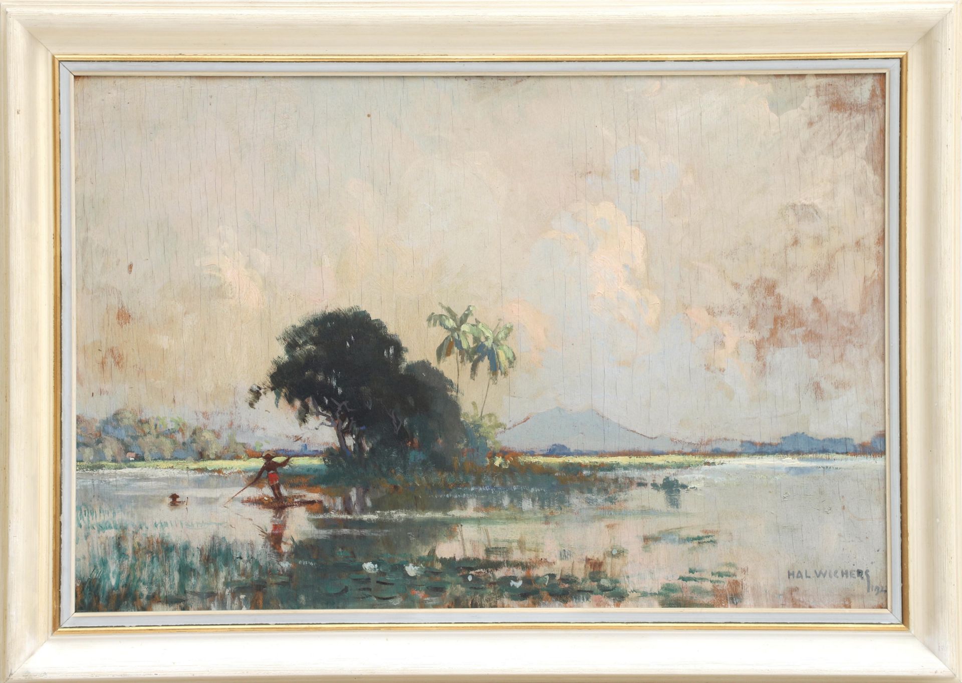 H.A.L. (Hal) Wichers (1893-1968) View on the lake Wendit, signed l.r.. Olieverf op paneel 39 x 59 - Bild 2 aus 4
