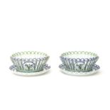 Two porcelain round baskets (nut baskets) with stand, Niderviller (Germany: Niederweiler),