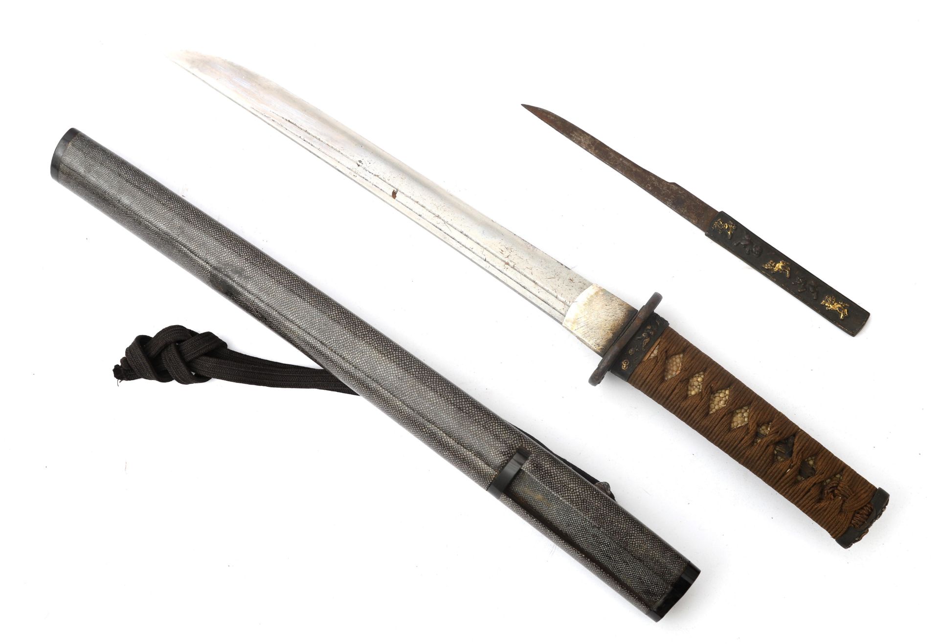 The wakizashi (脇差 / 'side inserted sword': referring to how they were worn, on one side underneath