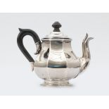 A 925 silver teapot with gadrooned border and palisander finial, maker's mark: Theodorus Bentveld,