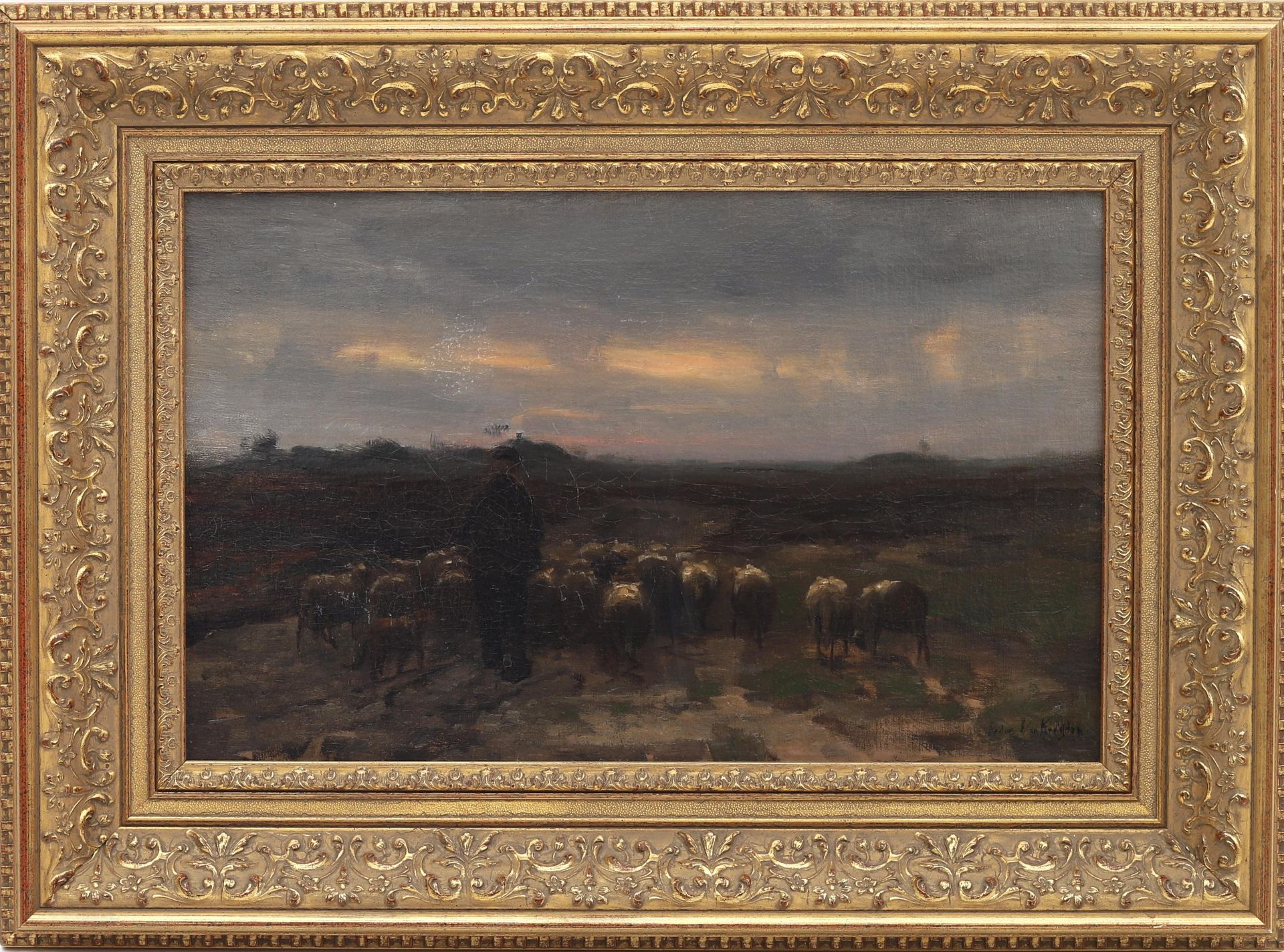 Fedor van Kregten (1871-1937) Untitled (Farmer with sheep), signed lower right 'Fedor van - Bild 2 aus 4