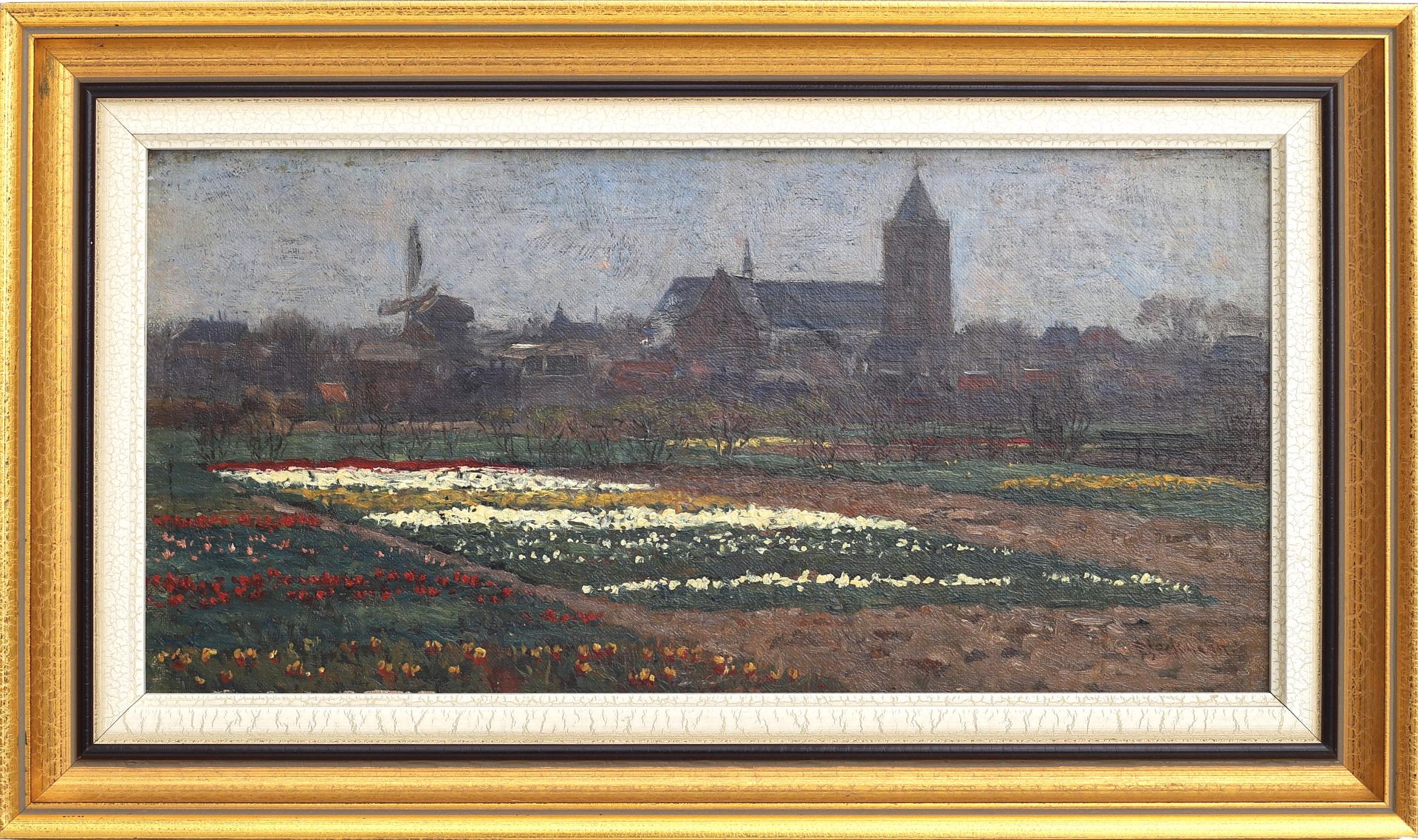 Wilhelm Christiaan Constant Bleckmann (1853-1942) Bulb field with a view of the Old Jeroens-church - Bild 2 aus 4