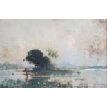 H.A.L. (Hal) Wichers (1893-1968) View on the lake Wendit, signed l.r.. Olieverf op paneel 39 x 59