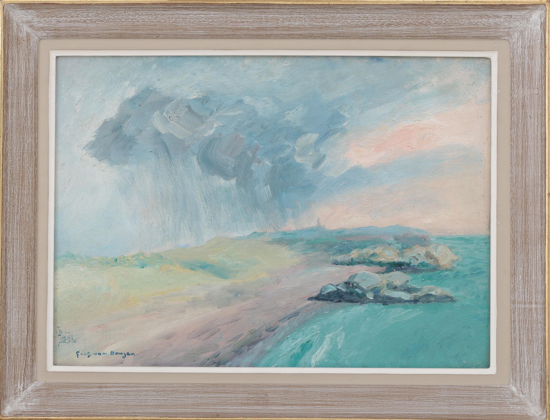 Guus van Dongen (1878-1946) Coastal view with a storm passing over. Signed lower left. Olieverf op - Bild 2 aus 4