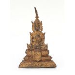 A gilt bronze Rattanakosin-style Buddha. Thailand, 19th century. The right hand in