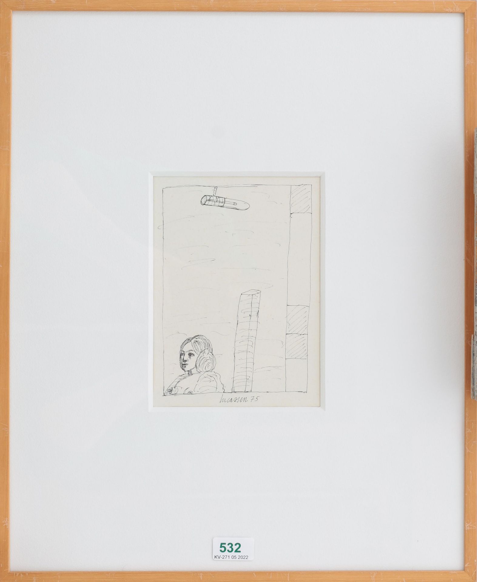 Reinier Lucassen (1939-) 'Diana'. Signed and dated '75 lower centre. Pentekening 17 x 12 cm. - Bild 2 aus 4