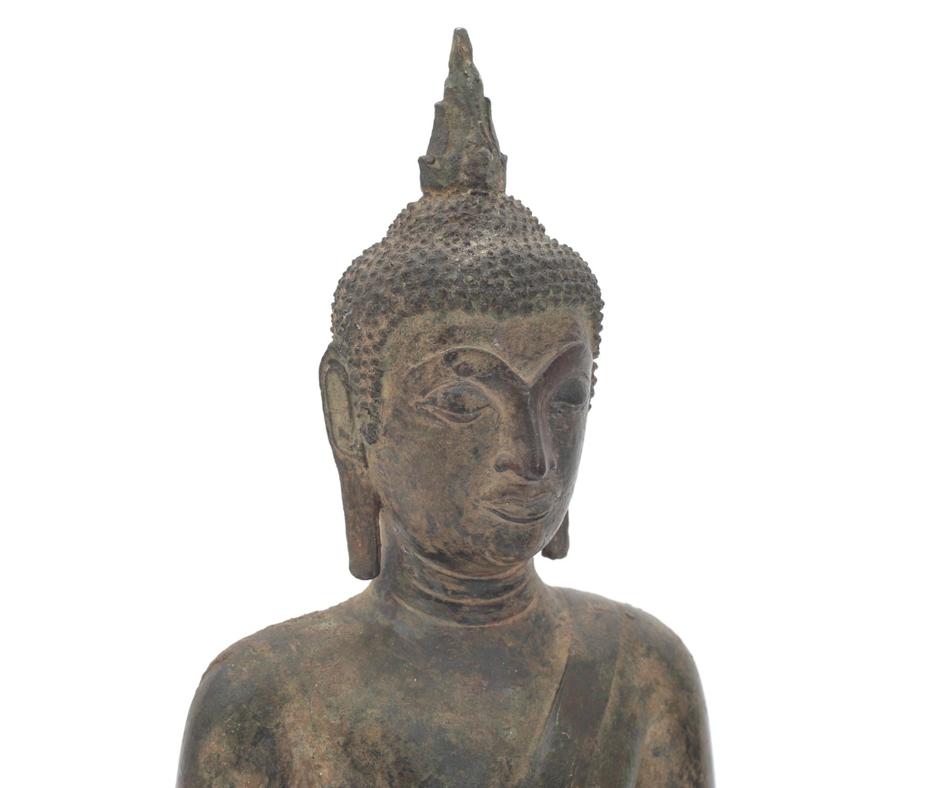 Bronze Buddha from the surroundings of Ayuthia, Thailand. The head crowned with tall ushnisha, the - Bild 10 aus 10
