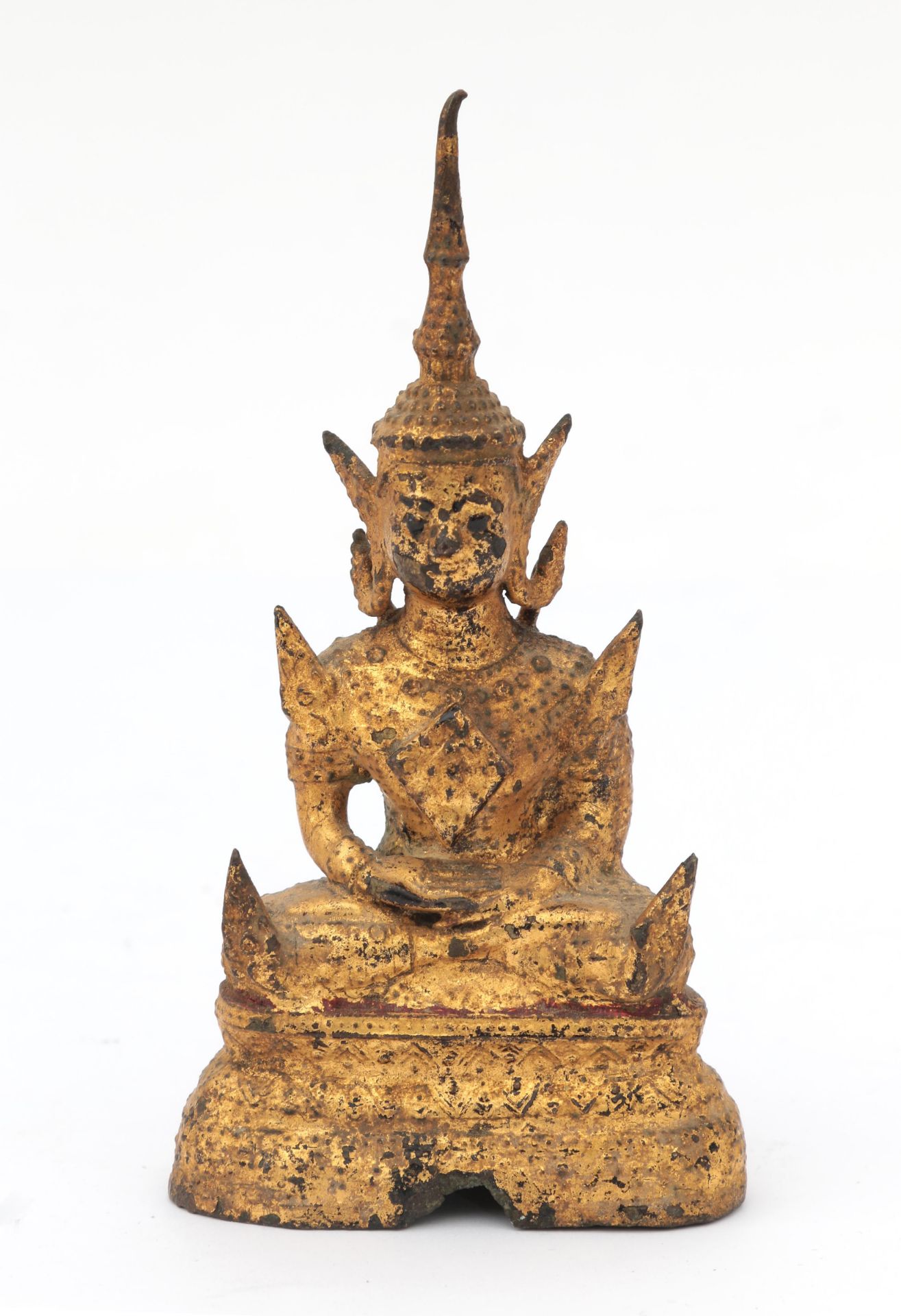 A gilt bronze Rattanakosin-style buddha. Thailand, 19th century. The hands in bhairava mudra, seated