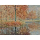 Adolf Baeyens (1886-1969) Autumn landscape. Signed lower right. Olieverf op doek 74 x 99 cm.